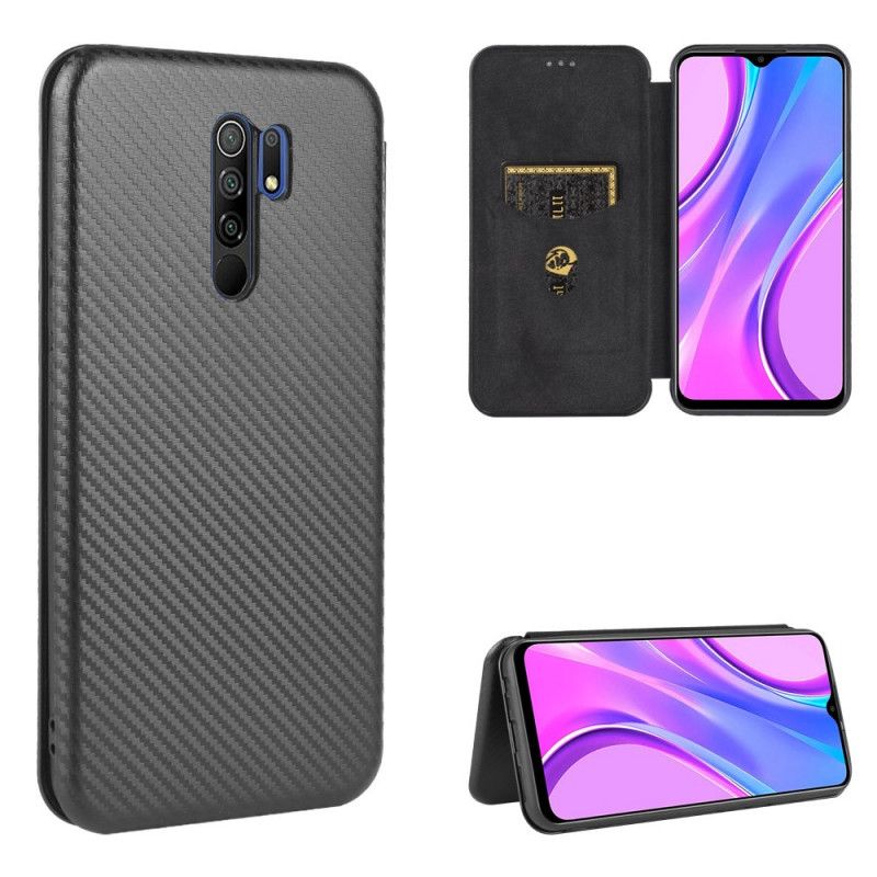 Folio-fodral Xiaomi Redmi 9 Svart Färgad Kolsilikon