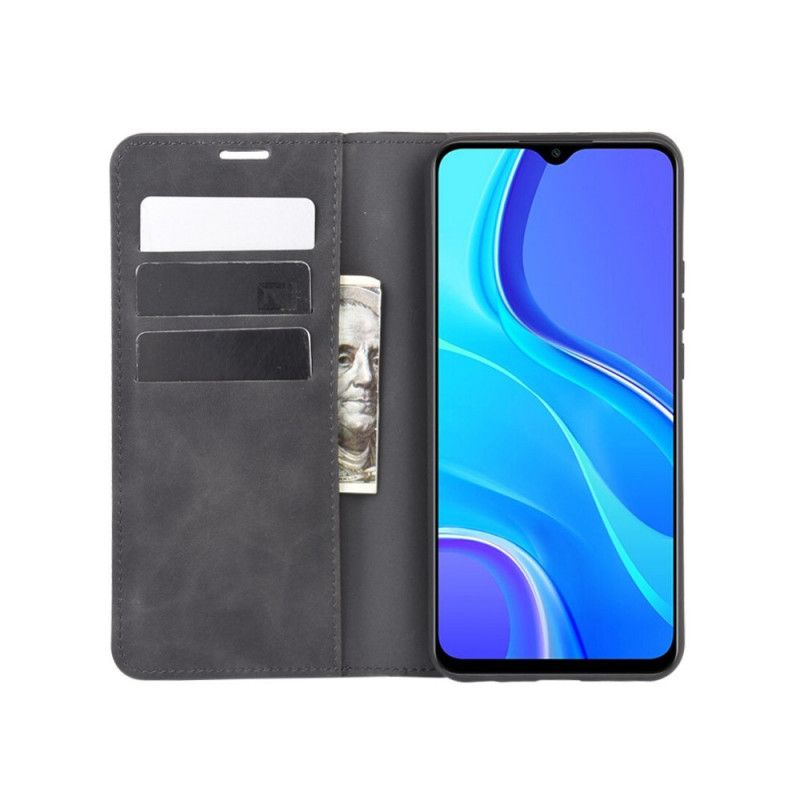 Folio-fodral Xiaomi Redmi 9 Svart Mjukt Lädereffekt