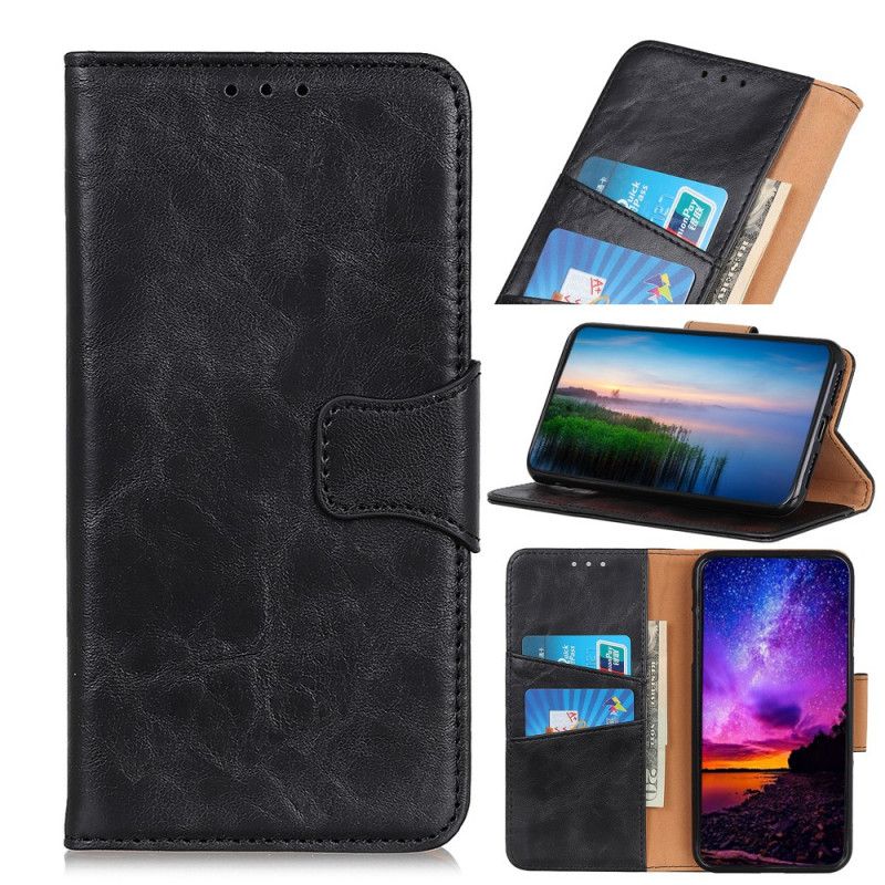 Läderfodral Xiaomi Redmi 9 Svart Delat Läder Reversibelt Lås