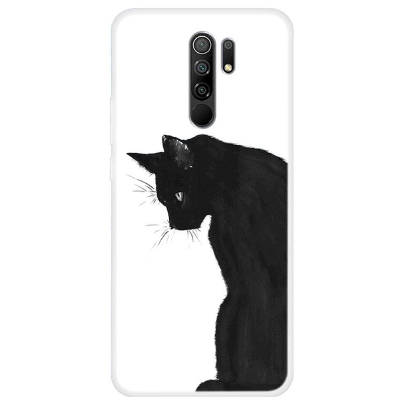 Skal för Xiaomi Redmi 9 Eftertänksam Svart Katt