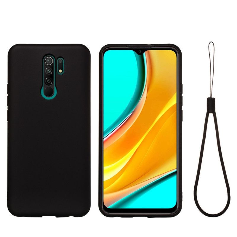 Skal Xiaomi Redmi 9 Svart Flytande Silikon Med Rem