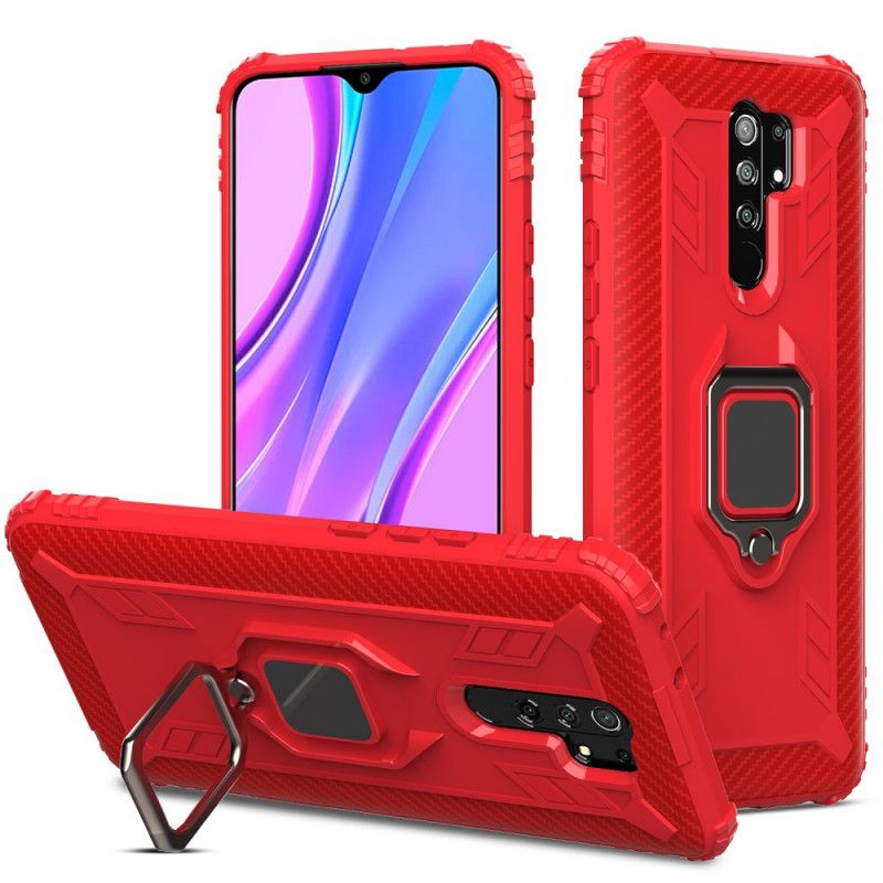 Skal Xiaomi Redmi 9 Svart Ring Av Kolfiberstil