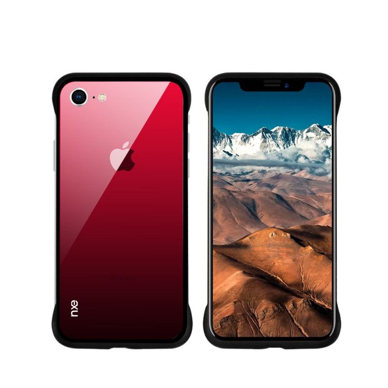 Skal iPhone 7 / 8 / SE 2 Röd Nxe Färger I Härdat Glas