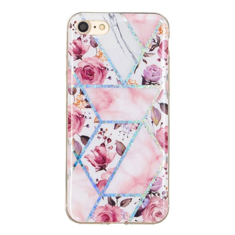 Skal iPhone 7 / 8 / SE 2 Vit Glitterdesignblommor