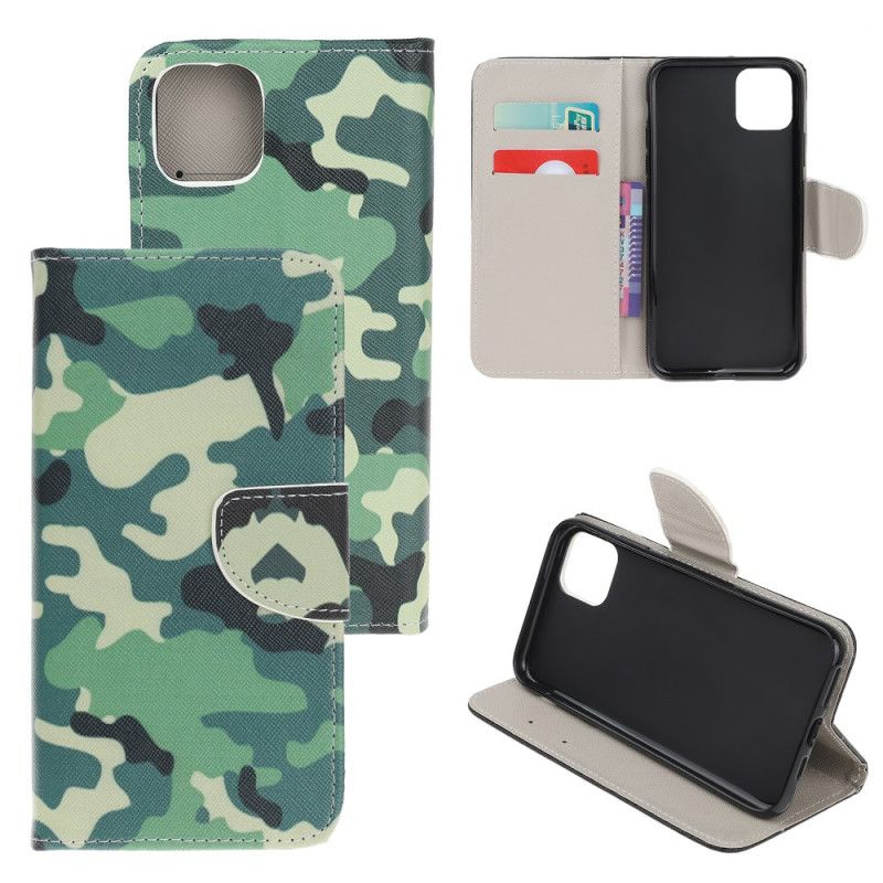 Läderfodral iPhone 12 Mini Mobilskal Militär Kamouflage