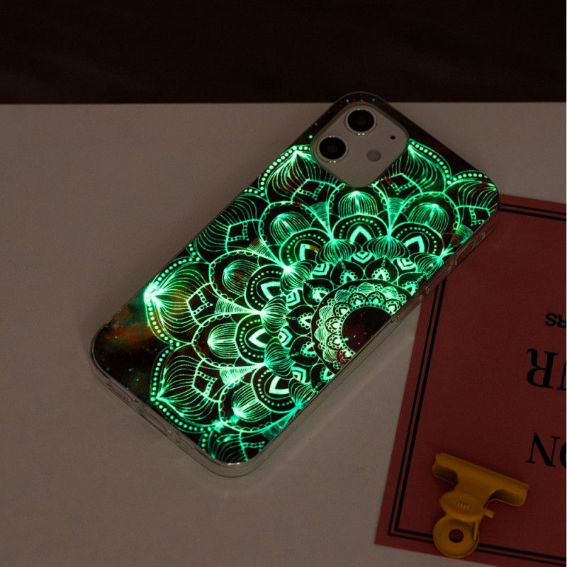 Skal för iPhone 12 Mini Svart Fluorescerande Blommaserie