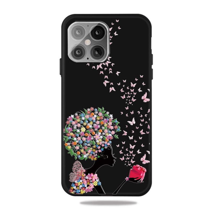 Skal iPhone 12 Mini Kvinna Med Ett Blommigt Huvud