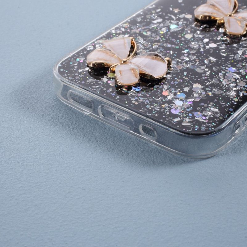 Skal iPhone 12 Mini Svart 3D Fjäril Glitter