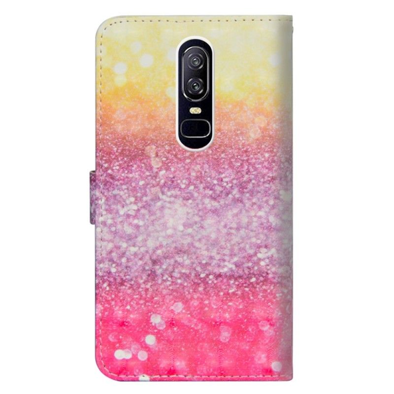 Fodral för OnePlus 6 Magenta Glitter