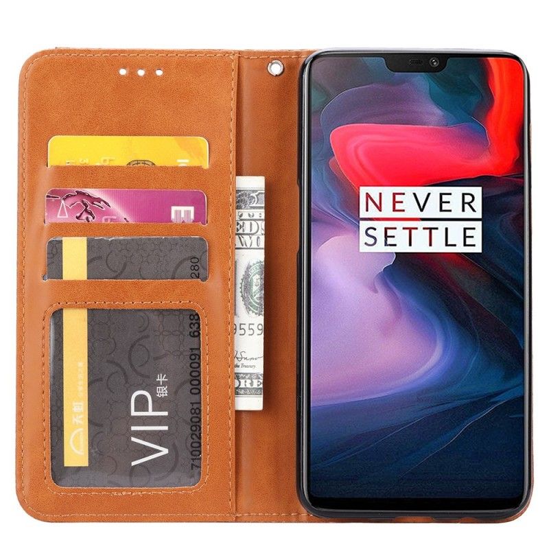 Folio-fodral för OnePlus 6 Svart Korthållare I Konstläder