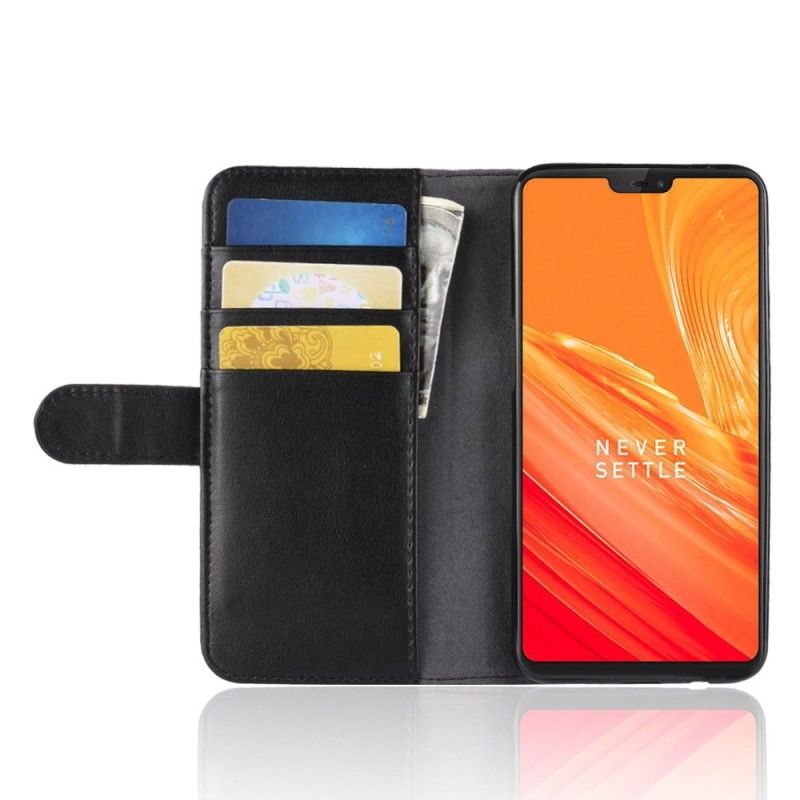 Läderfodral OnePlus 6 Svart Äkta Läder