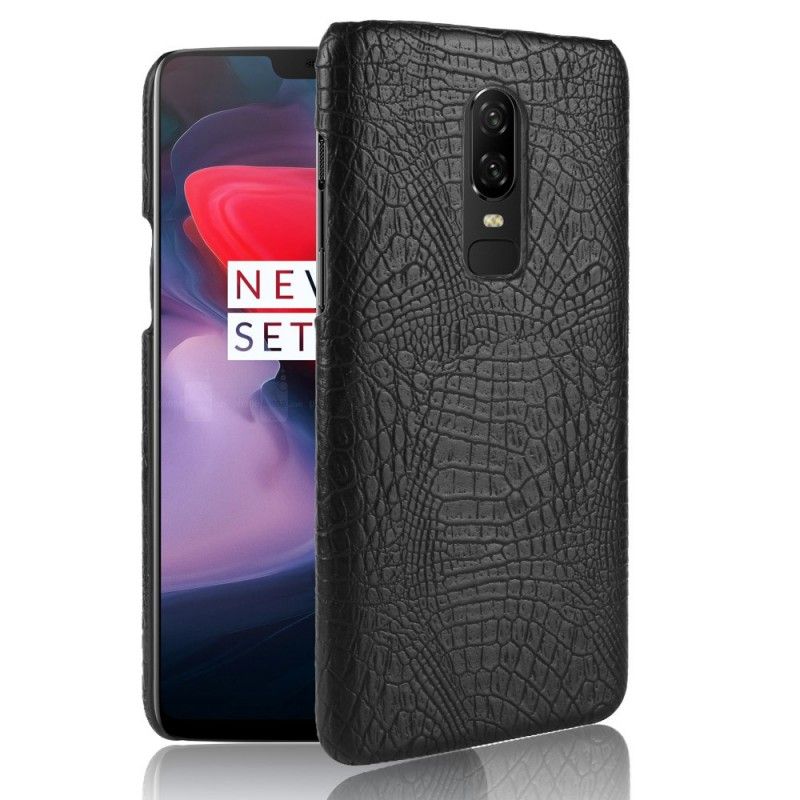 Skal OnePlus 6 Svart Krokodilhudeffekt