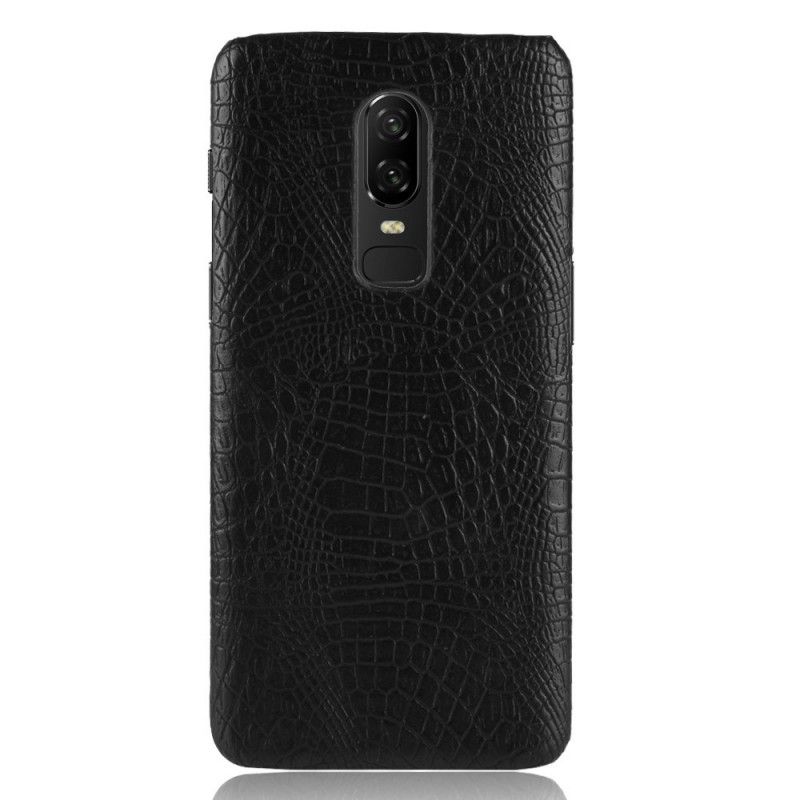 Skal OnePlus 6 Svart Krokodilhudeffekt