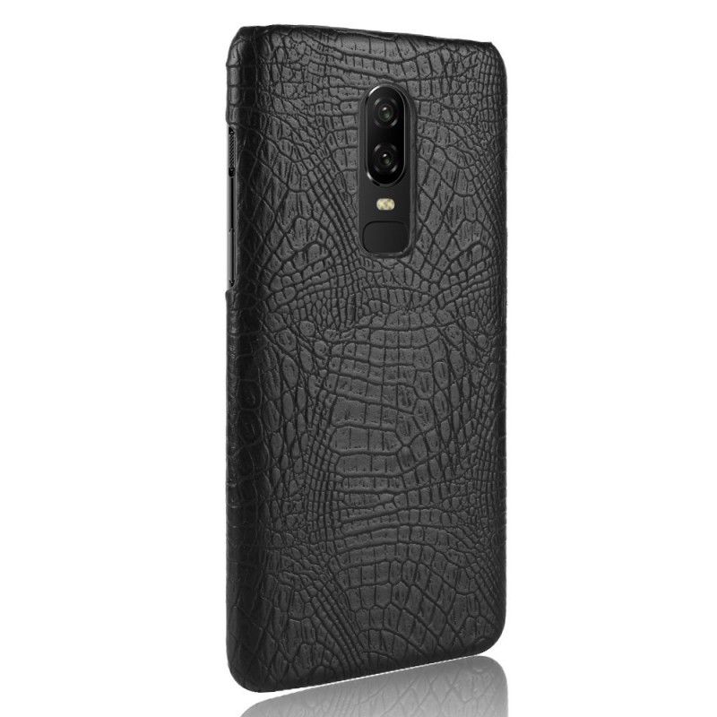 Skal OnePlus 6 Svart Krokodilhudeffekt