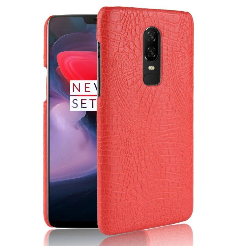 Skal OnePlus 6 Svart Krokodilhudeffekt