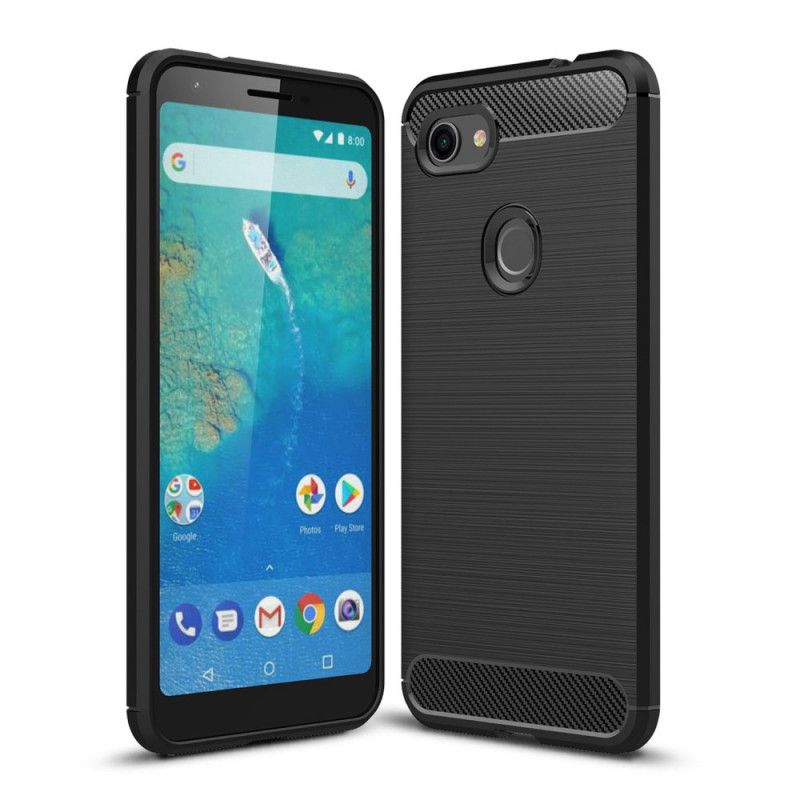 Skal för Google Pixel 3A XL Svart Borstad Kolfiber