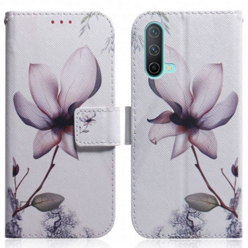 Läderskal Fodral Oneplus Nord Ce 5g Gammal Rosa Blomma