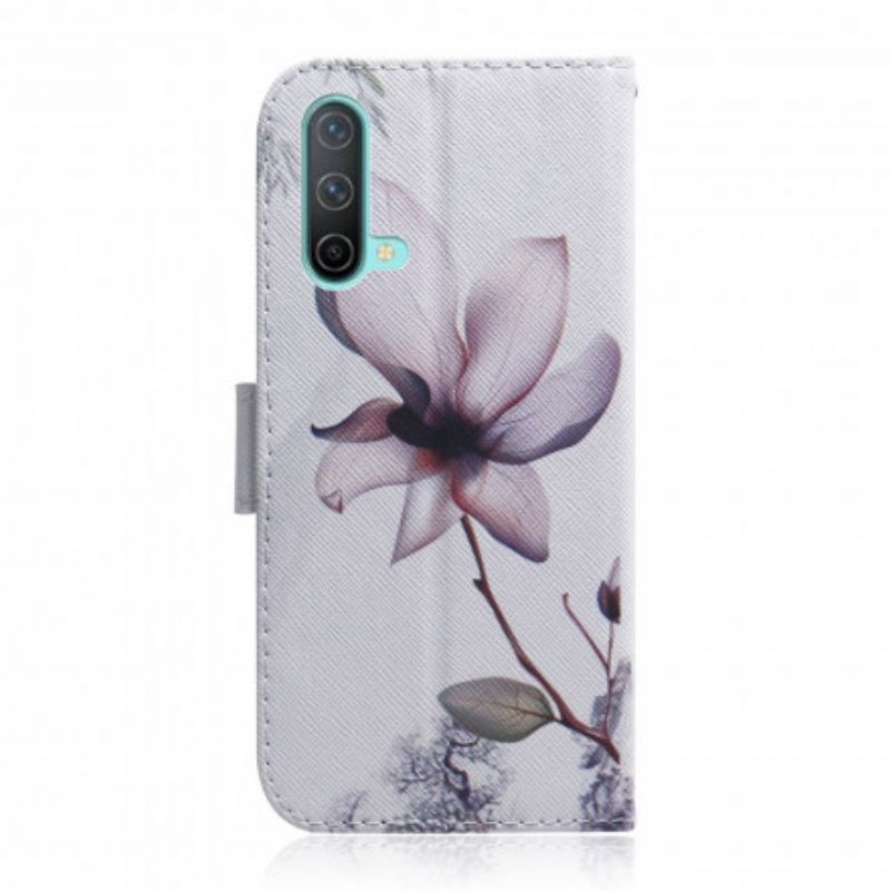 Läderskal Fodral Oneplus Nord Ce 5g Gammal Rosa Blomma