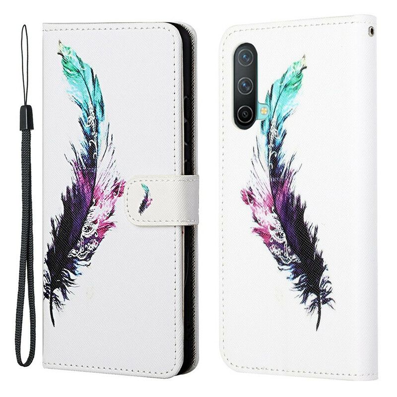 Läderskal Fodral Oneplus Nord Ce 5g Strap Feather