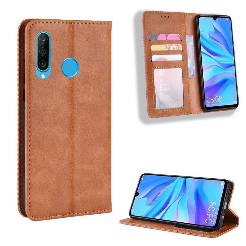 Folio-fodral Huawei P Smart Plus 2019 Röd Stiliserad Vintage Lädereffekt