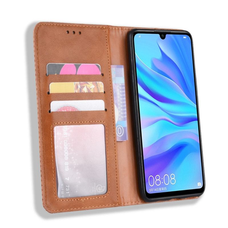 Folio-fodral Huawei P Smart Plus 2019 Röd Stiliserad Vintage Lädereffekt