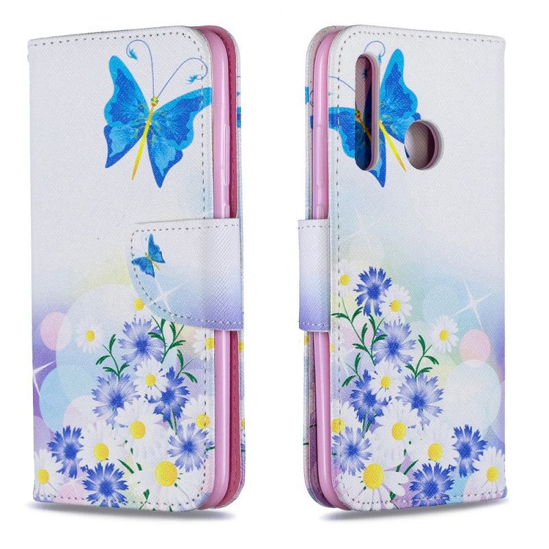 Skyddsfodral Huawei P Smart Plus 2019 Rosa Målade Fjärilar Och Blommor