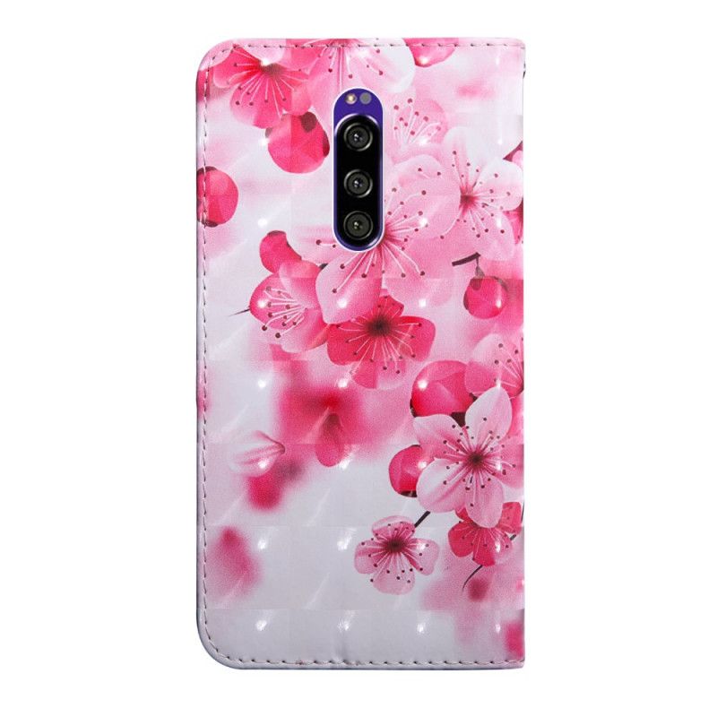 Läderfodral Sony Xperia 1 Mobilskal Rosa Blommor