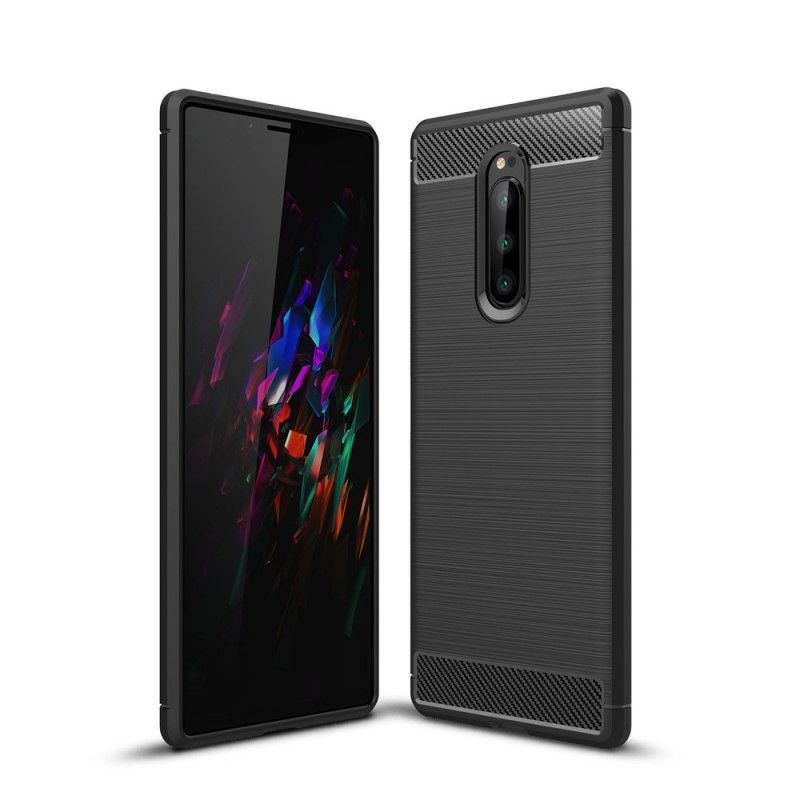 Skal för Sony Xperia 1 Svart Borstad Kolfiber