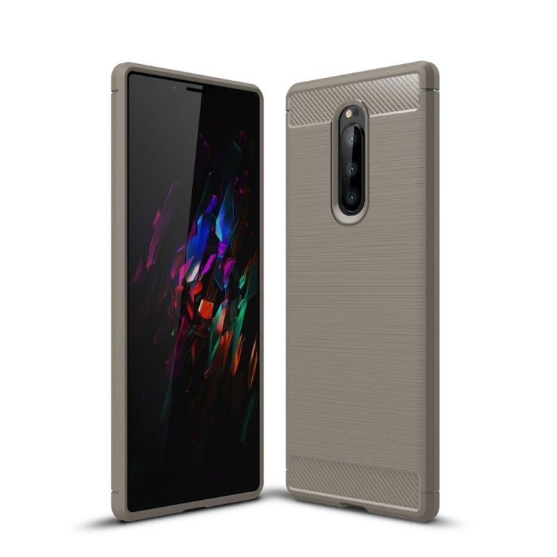 Skal för Sony Xperia 1 Svart Borstad Kolfiber