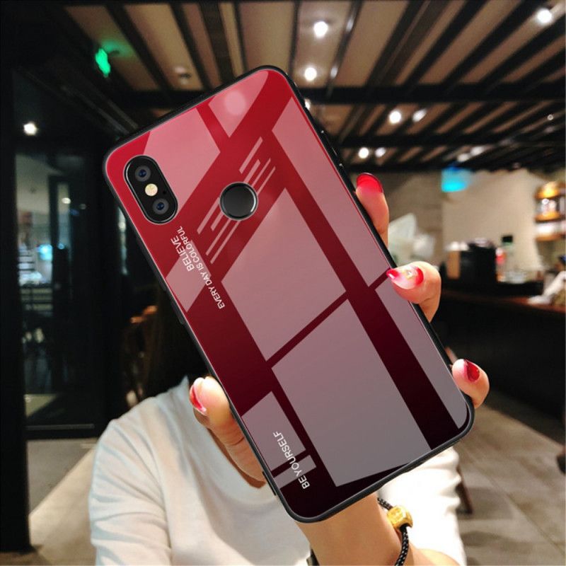Skal för Xiaomi Redmi Note 5 Röd Var Dig Själv Härdat Glas