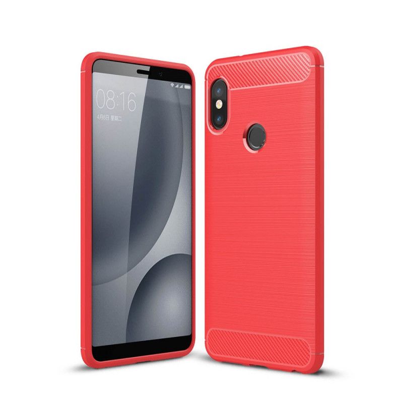 Skal Xiaomi Redmi Note 5 Röd Borstad Kolfiber