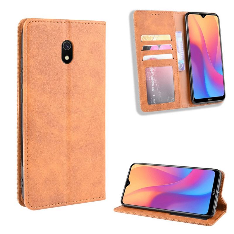 Folio-fodral Xiaomi Redmi 8A Svart Stiliserad Vintage Lädereffekt