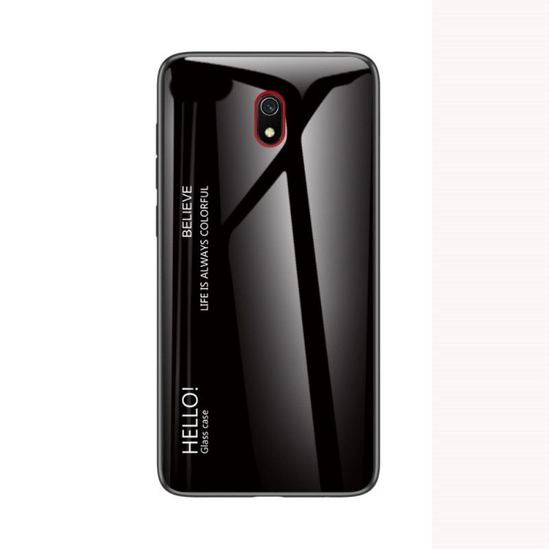Skal Xiaomi Redmi 8A Svart Mobilskal Hej Härdat Glas