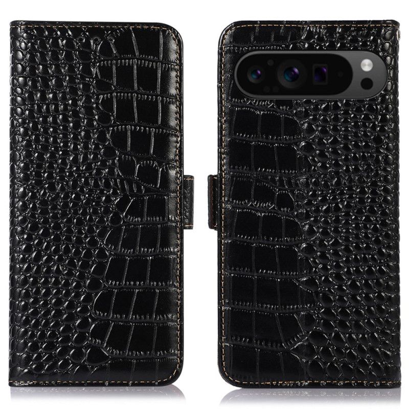 Läderfodral Google Pixel 9 Pro Xl Telefonfodral Crocodile Style Läder