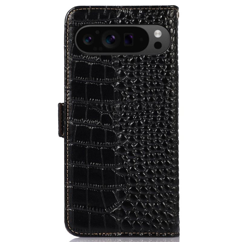 Läderfodral Google Pixel 9 Pro Xl Telefonfodral Crocodile Style Läder