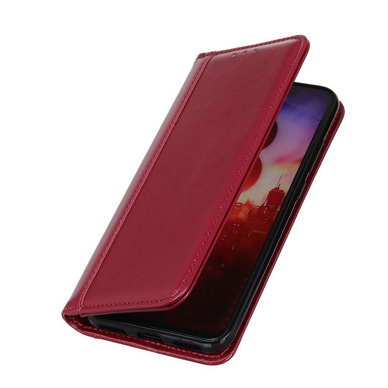 Folio-fodral Samsung Galaxy A72 4G / A72 5G Svart Glänsande Delat Läder