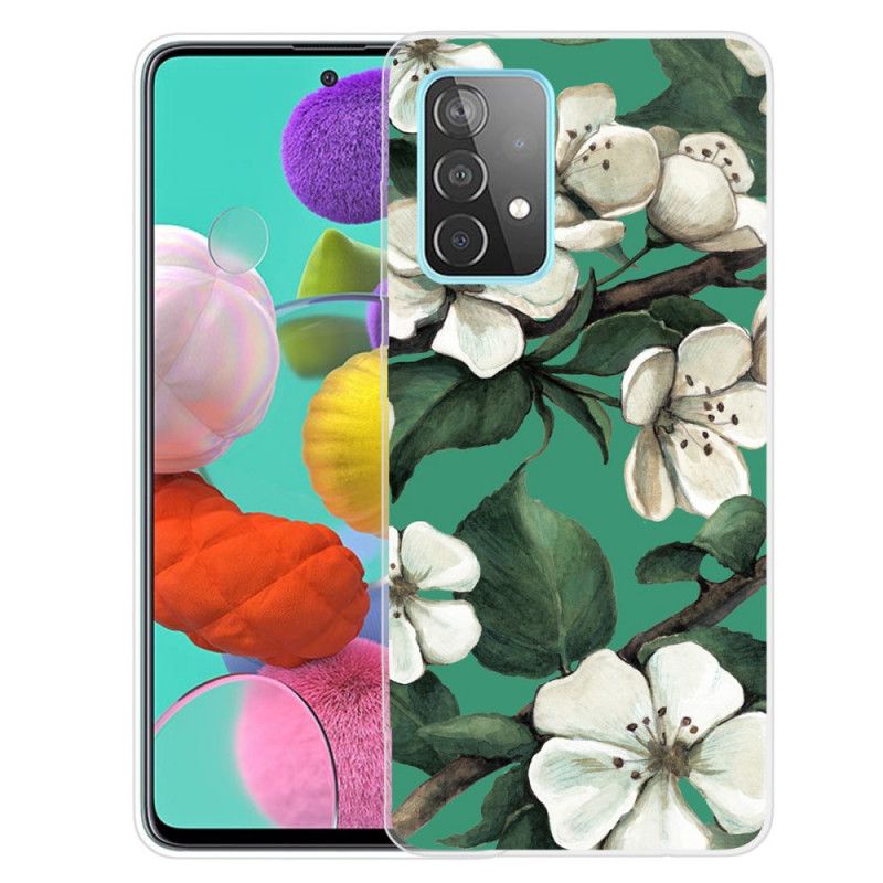 Skal för Samsung Galaxy A72 4G / A72 5G Målade Vita Blommor