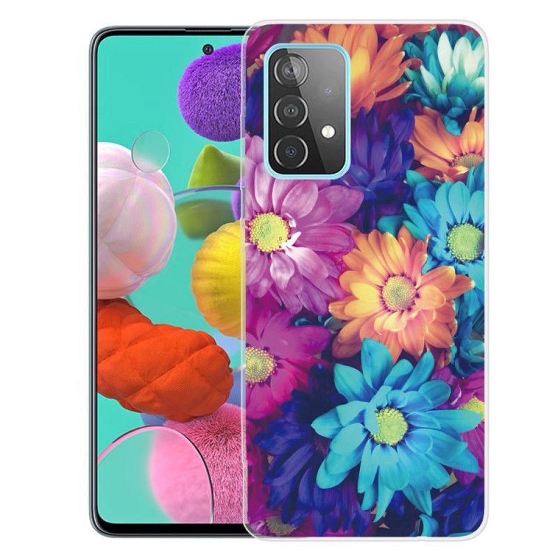 Skal Samsung Galaxy A72 4G / A72 5G Orange Flexibla Blommor