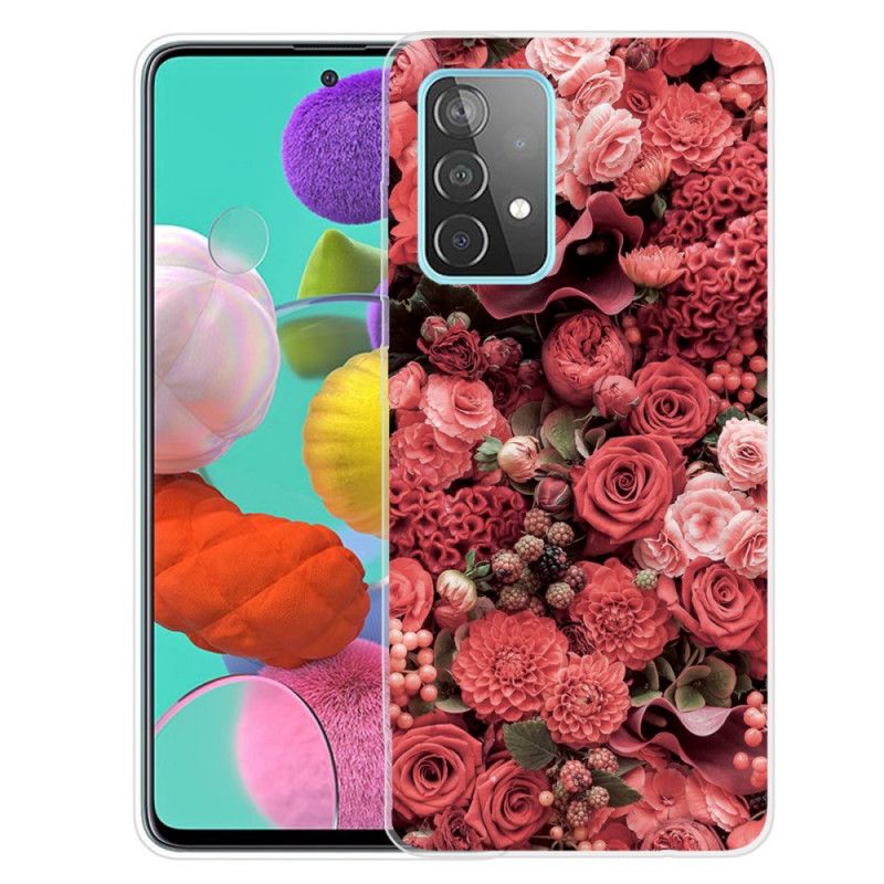 Skal Samsung Galaxy A72 4G / A72 5G Röd Intensiva Blommor