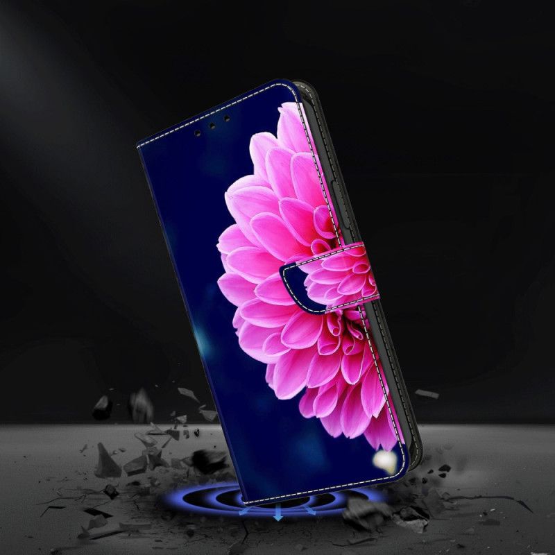 Fodral För Xiaomi 14 Pro Rosa Blomma På Blå Bakgrund