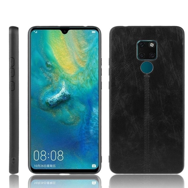 Skal Huawei Mate 20 Svart Sydd Lädereffekt