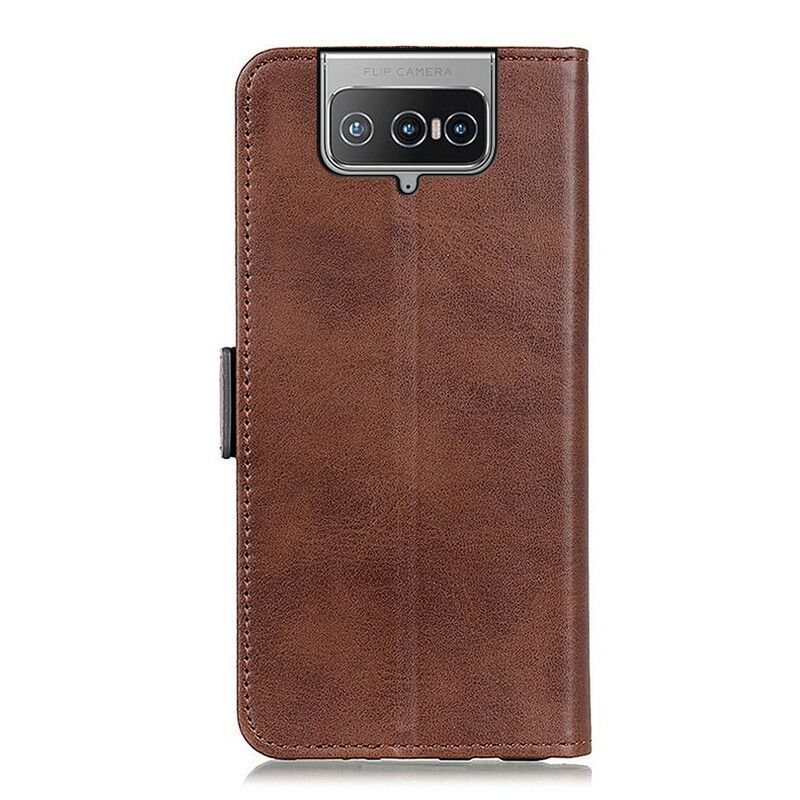 Läderfodral Asus Zenfone 8 Flip Telefonfodral Dubbel Klaff