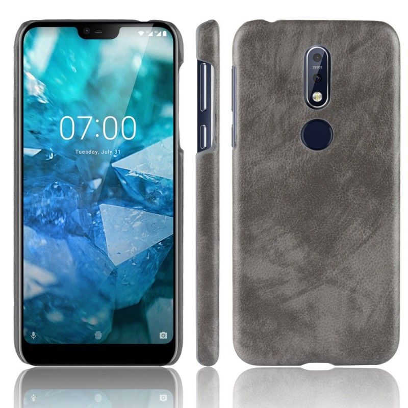 Skal Nokia 7.1 Brun Lychee-Lädereffekt