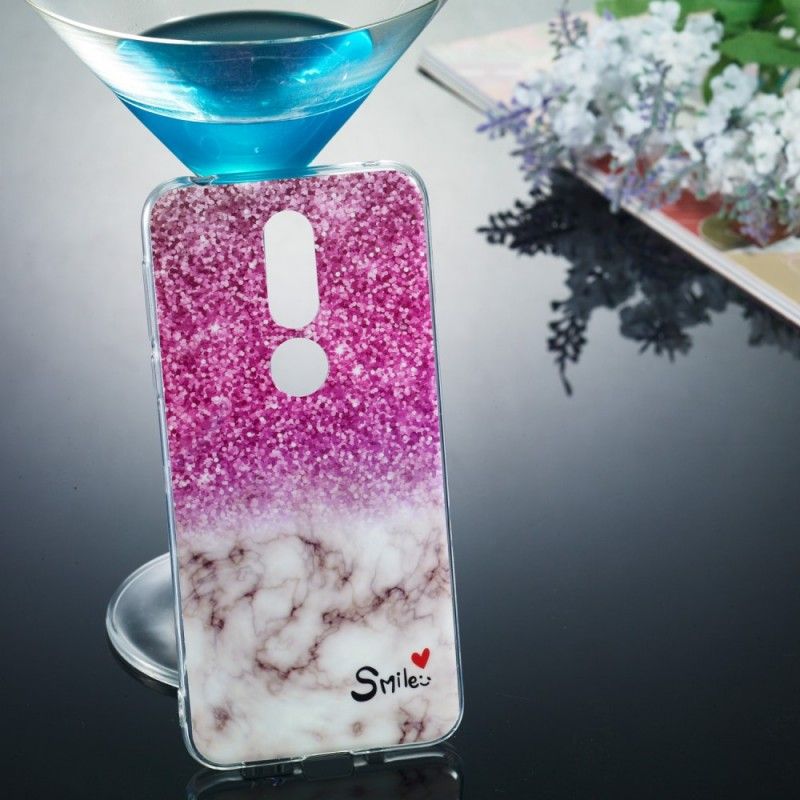 Skal Nokia 7.1 Glitter Och Leende I Marmor