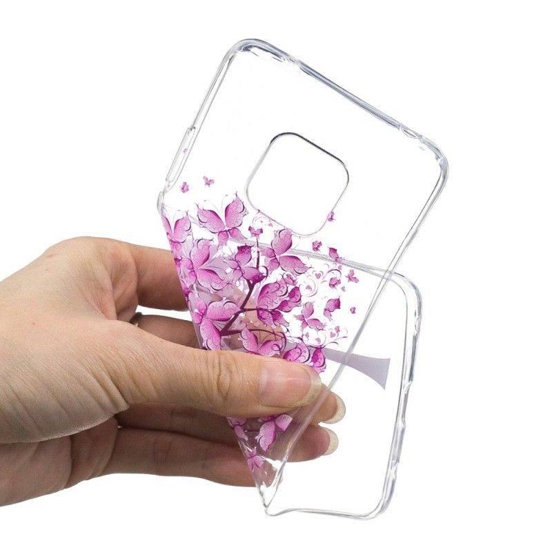 Skal för Huawei Mate 20 Pro Transparent Fjärilsträd