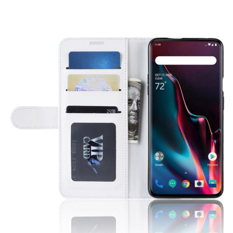 Läderfodral OnePlus 7 Pro Svart Mobilskal Ultra Konstläder