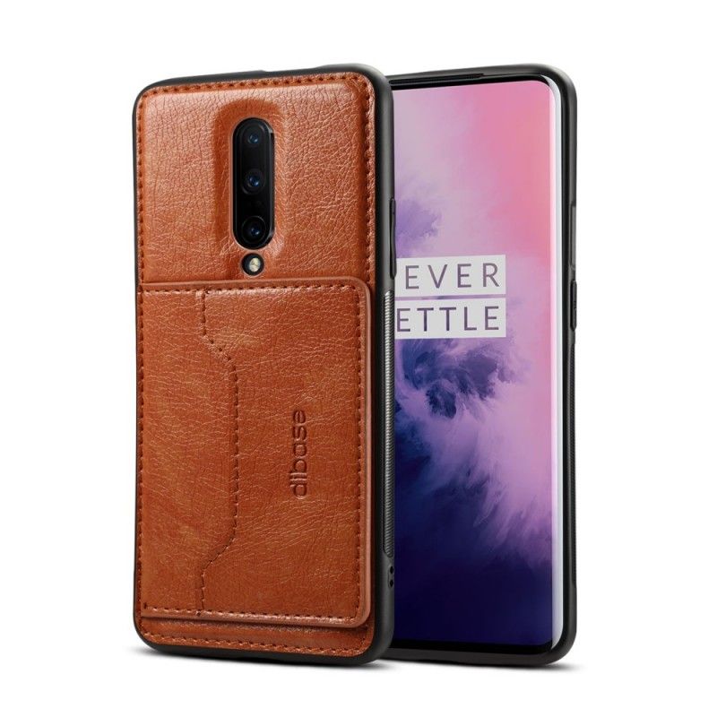 Skal OnePlus 7 Pro Brun Stöd För Korthållare I Imiterat Läder