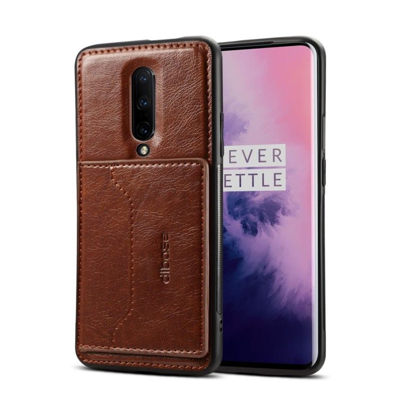 Skal OnePlus 7 Pro Brun Stöd För Korthållare I Imiterat Läder