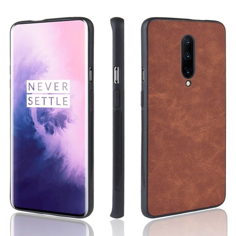 Skal OnePlus 7 Pro Svart Lädereffekt I Vintage Look