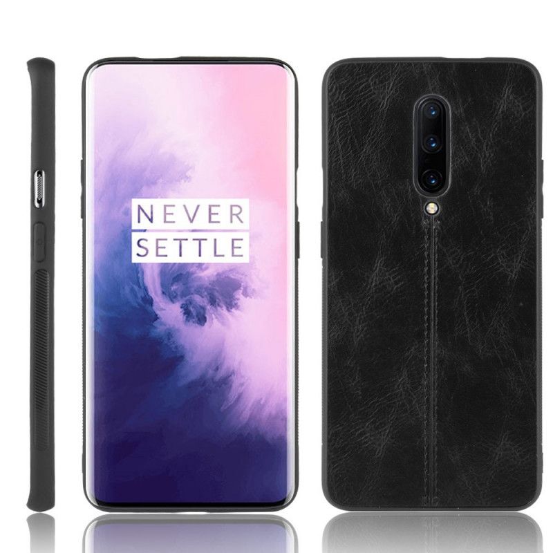 Skal OnePlus 7 Pro Svart Sydd Lädereffekt